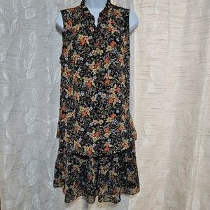Floral Sleeveless Shirt and Skirt Set Casual Preppy Style Loft